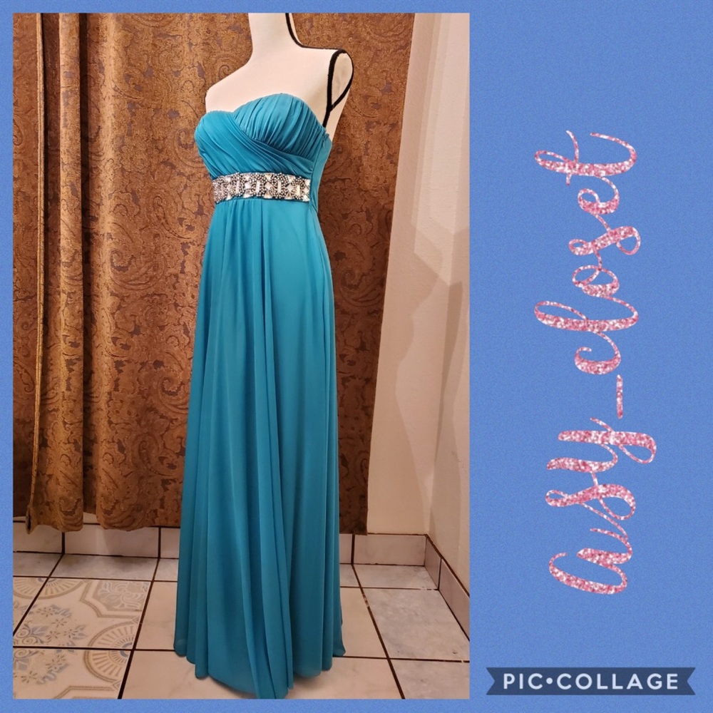 Teal Maxi Prom Dress
